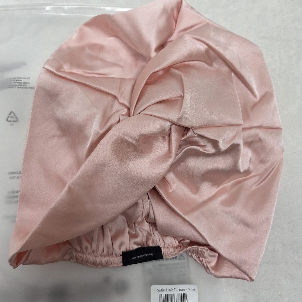 BondiBoost Pink Satin Hair Wrap Turban for Frizz-Free Hair - NIP